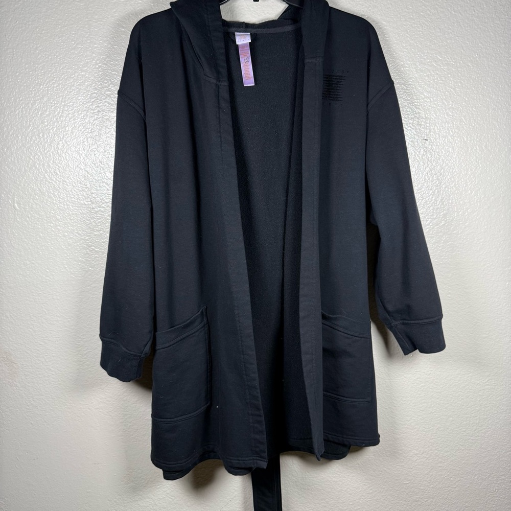 Savage X Fenty Black Hooded Open-Front robe Sz:XS/S